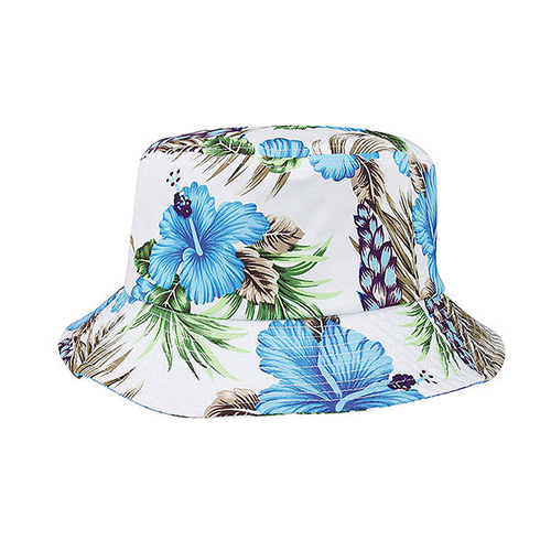 Bucket Hat - Ultra Soft Cotton Floral Print - Blue - HT-7801G-BL